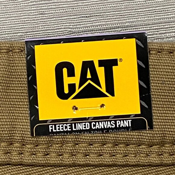 CAT Caterpillar Work Pants Mens 30 x 30 Brown Canvas Fleece Lined Insulated - Picture 4 of 12